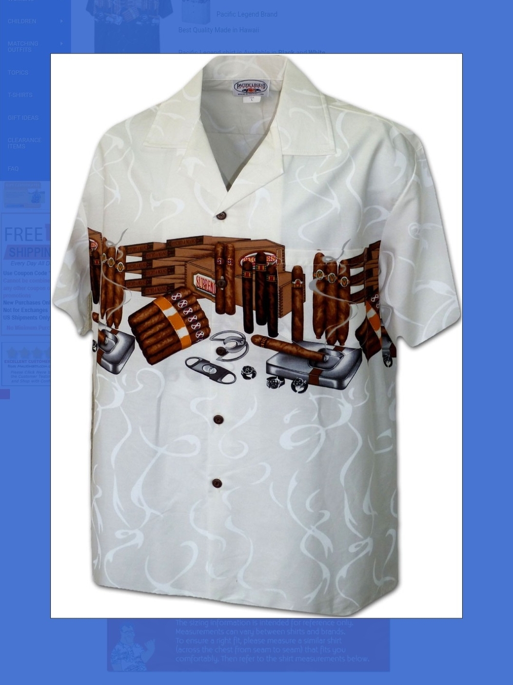 Men's Pacific Legend Cigar Theme Button Down Short Sleeve Shirt